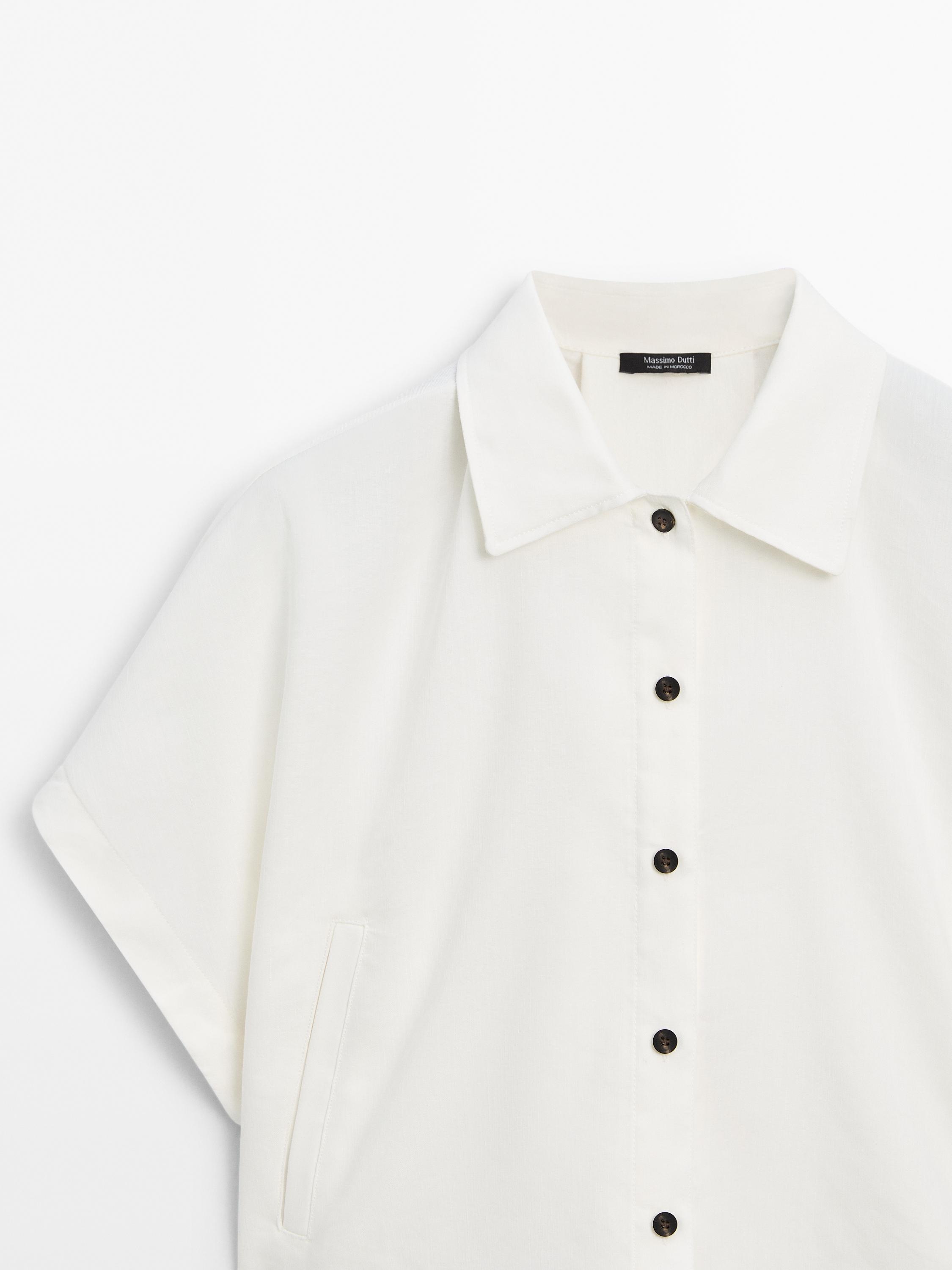 Chemisier lin à manches chauve-souris